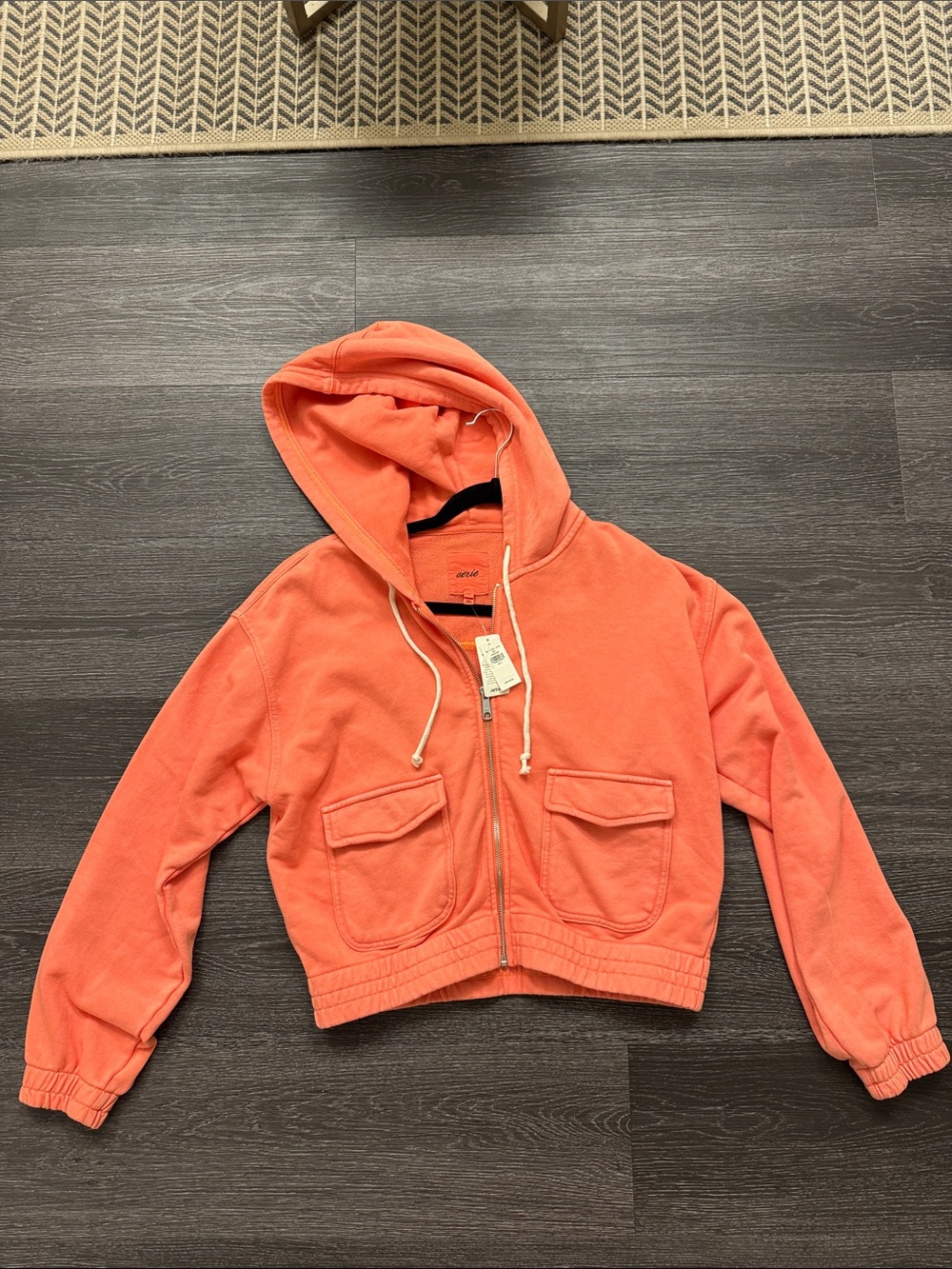 aerie Coral Zip-Up Hooded Sweatshirt - Picture 4 of 7